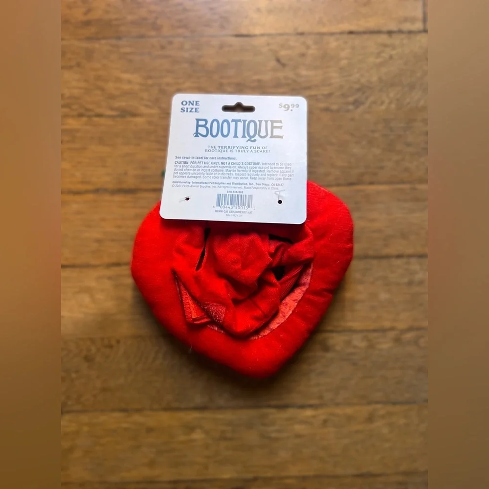 Bootique Red Strawberry Cat Headpiece with Green Leaf Accent